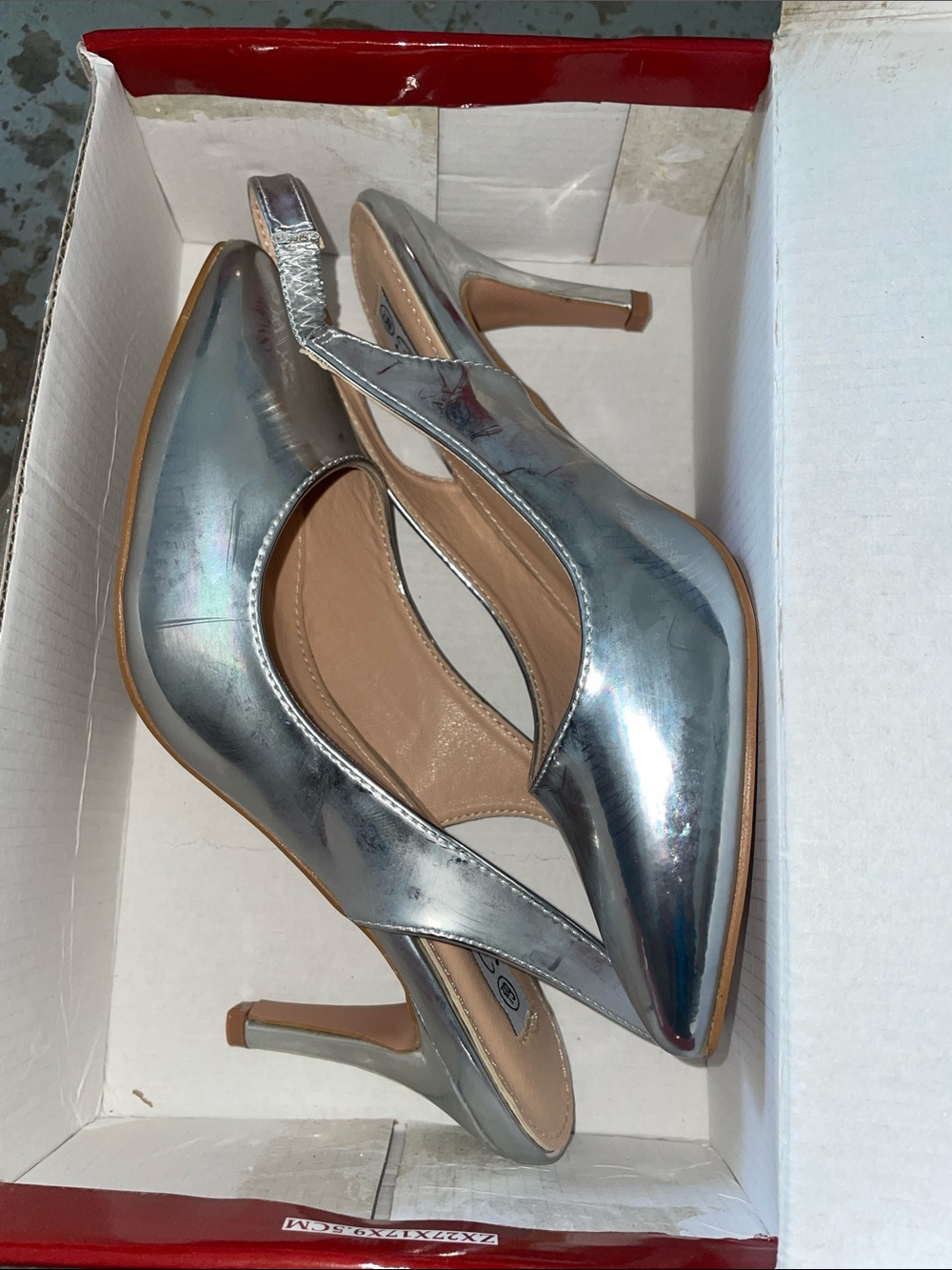 Forever Link Silver Pointed Slingback Heels